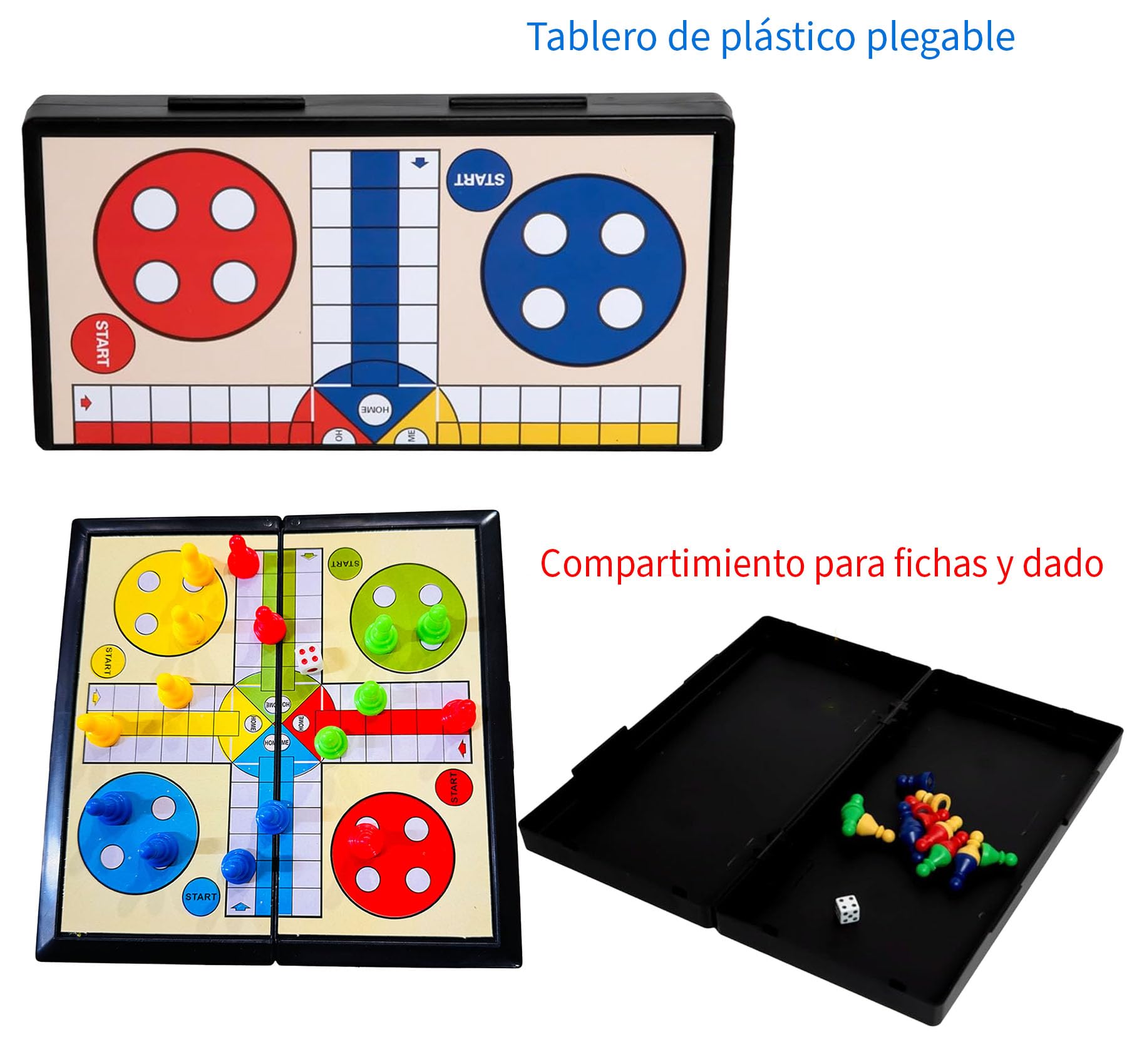 Parchís De Viaje Plegable De 20 Cm – Juego De Mesa Portátil Con Fichas Y Dado, Ideal Para 2-4 Jugadores, +6 Años