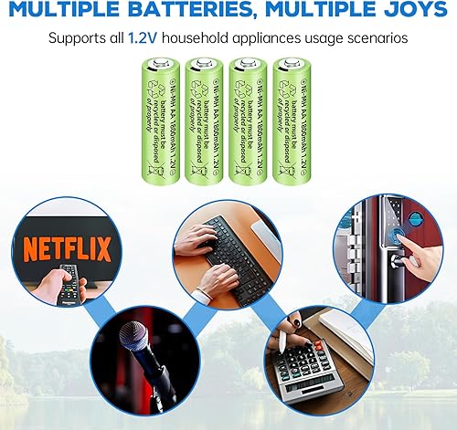 Miniatura 2 de AMZZN 12 baterías recargables AA Ni-MH de 1.2 V 1800 mAh para micrófonos inalámbricos, juguetes eléctricos, ratones remotos, calculadoras,