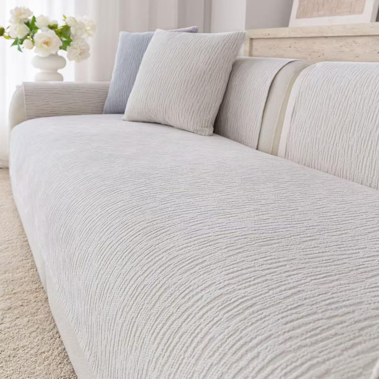 Waterproof Couch Cover for Dogs,Nonslip Sofa Cover for L Shaped Sofa,Washable Furniture Protector Pet Friendly(White,36"x80")
