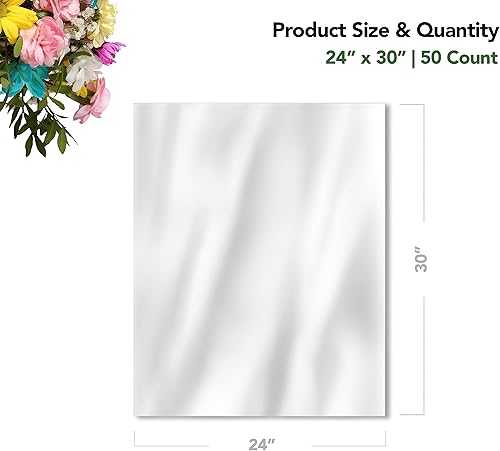 Miniatura 2 de Seal Fresh Bolsas de celofán extra grandes (cinta y cesta no incluidas)  24 x 30 pulgadas (50 unidades)  Bolsas de envoltura de cesta transparente,