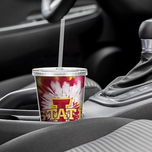 Miniatura 16 de Rico Industries NCAA Sports Team - Vaso transparente de 16 onzas con pajilla, vaso de viaje del color del equipo para fanáticos de los deportes