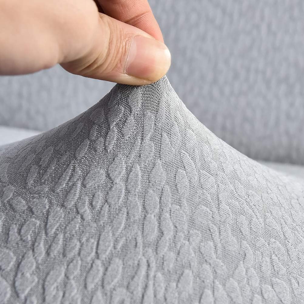 Waterproof Solid Colors Sofa Slipcover, Armchair Loveseat 1/2/3/4 Seater Elastic Seersucker Non Slip Cushion Covers, Durable Wear Resistant Furniture Protection Silver Grey 35-55"