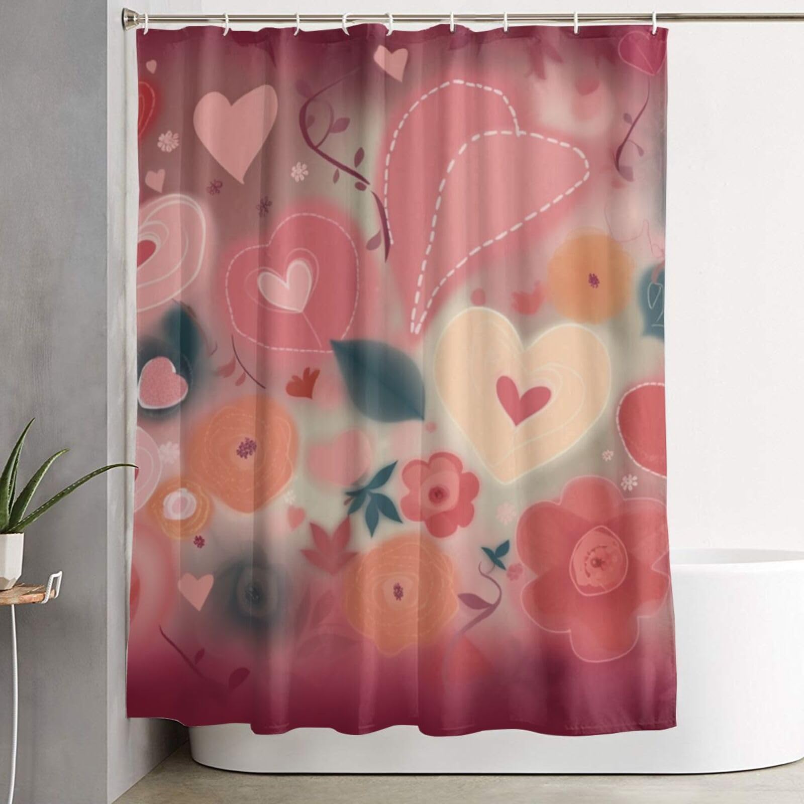 Rideau de douche épais et anti-moisissure avec motif fleuri pour garder un sol de douche propre