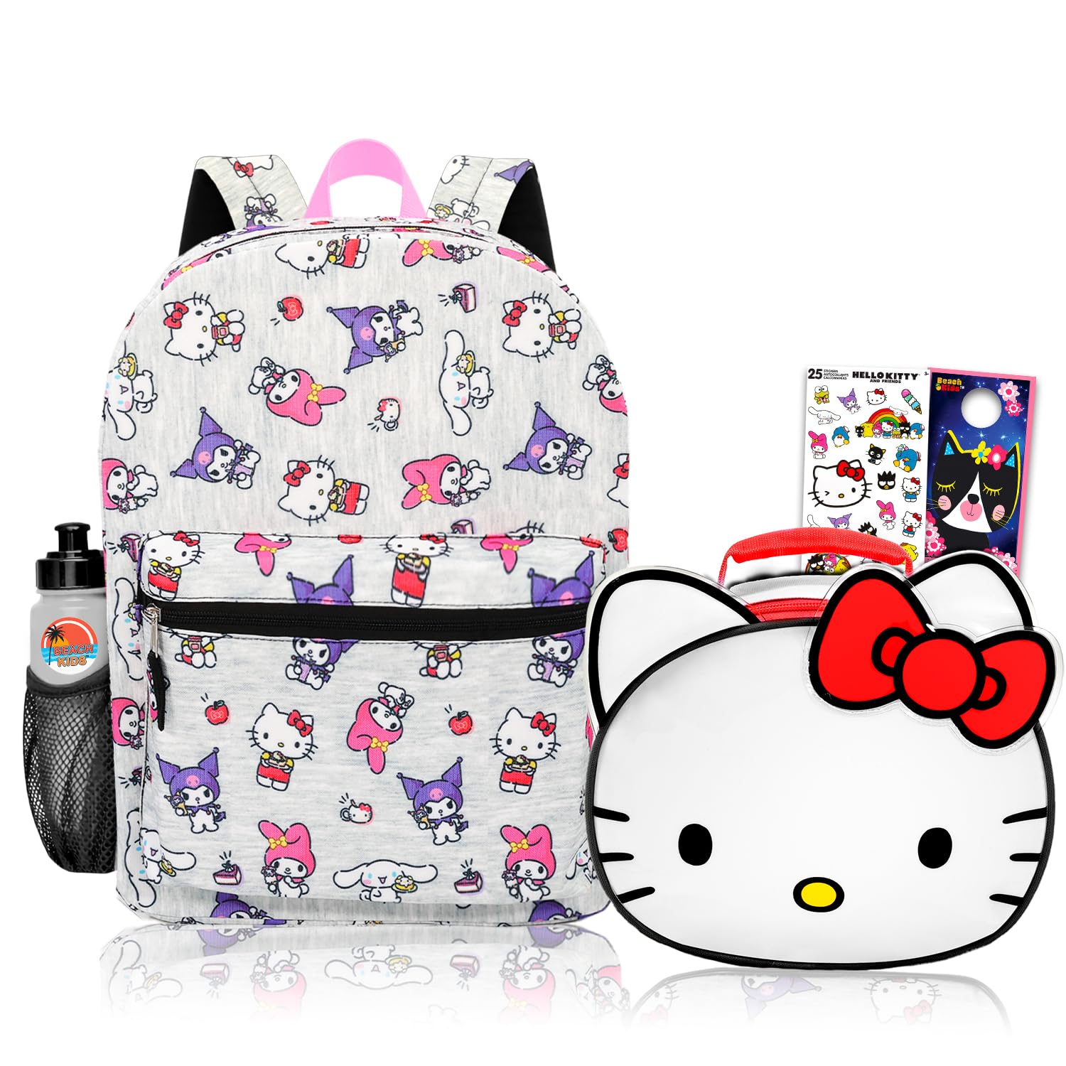 Hello Kitty Rucksack-Set mit 40,6 cm Rucksack, Lunchbox, Wasserflasche, Aufklebern | Hello Kitty Schulbedarf