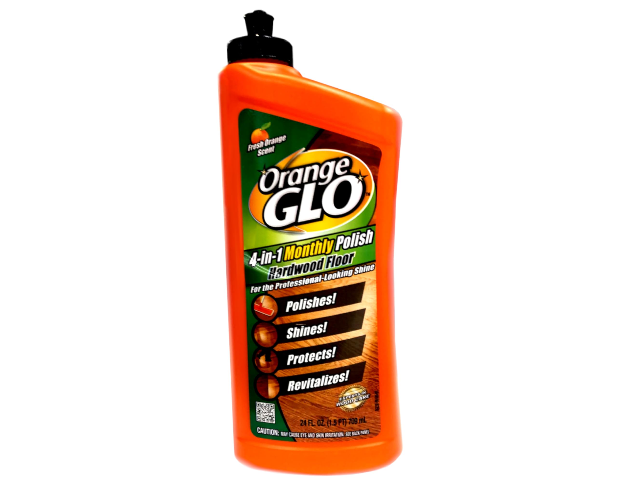 orange glo hardwood floor 4-in-1 monthly polish, fresh orange scent, 24 oz bottle