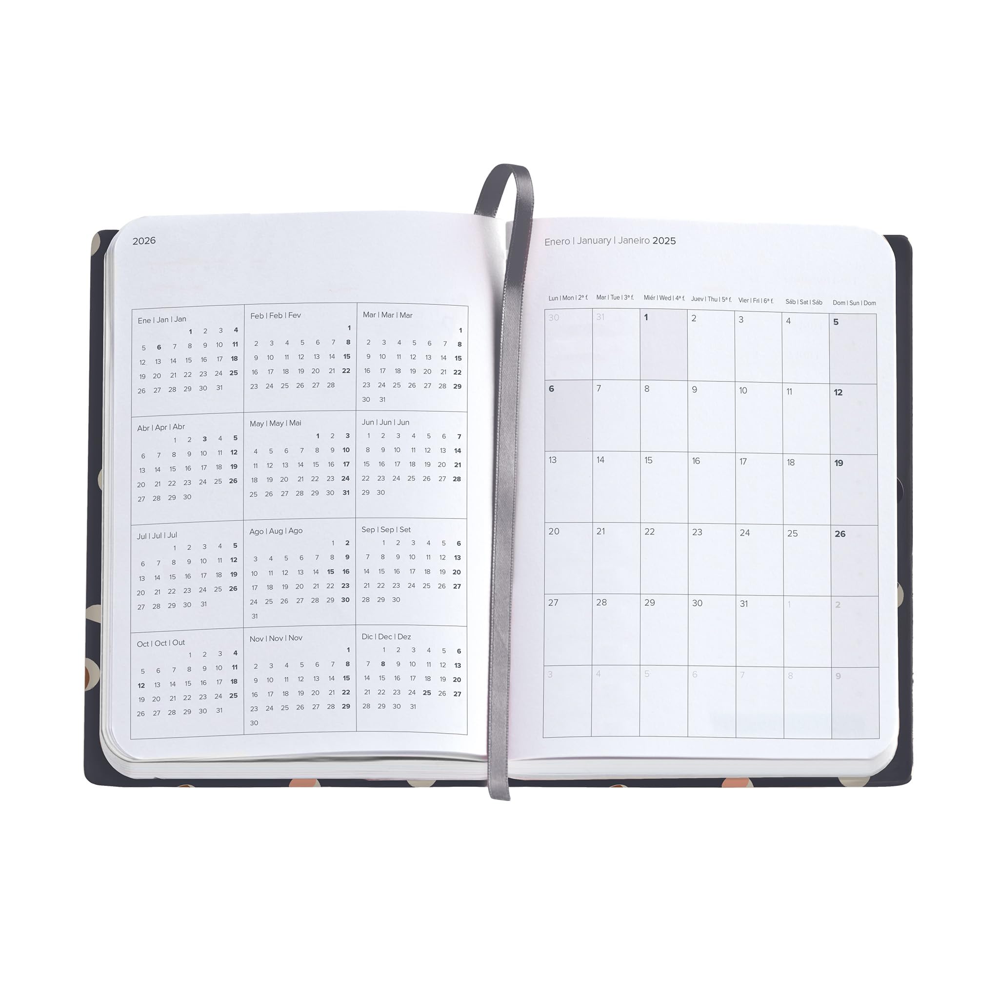 Miquelrius, 2025 Diary, Yearly Agenda 122 x 168 mm, Day Page Agenda, Laminated Cardboard Cover, Spiral, Elastic Closure - Image 3