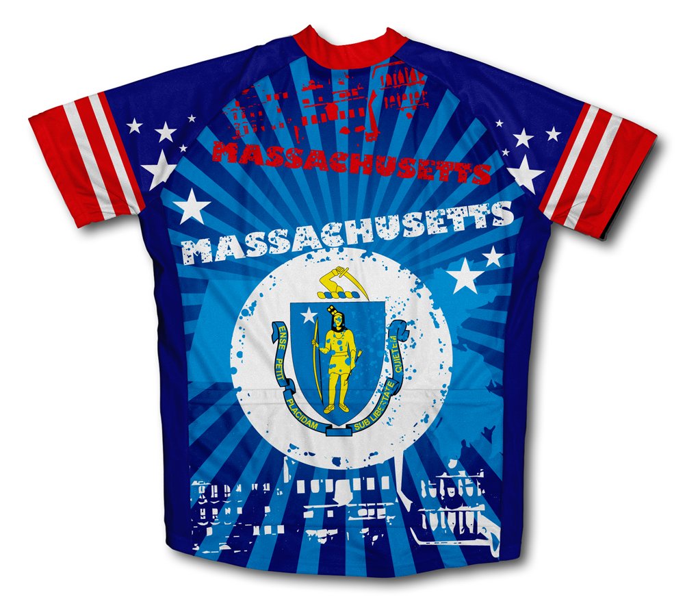 ScudoPro Massachusetts Short Sleeve Cycling Jersey for Men - Size S Blue