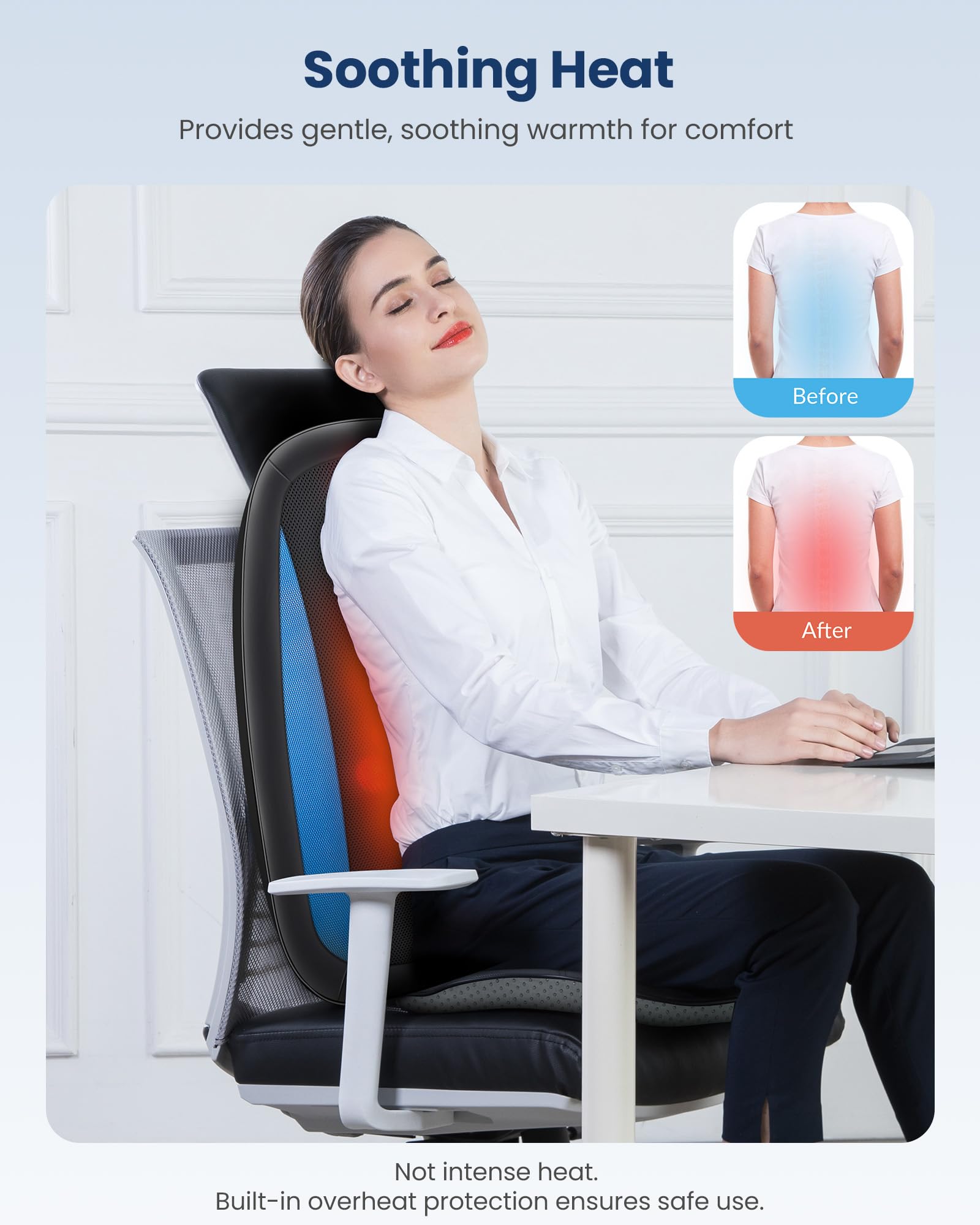 COMFIER Shiatsu Massagesitzauflage, Rückenmassagegerät mit Wärme & Vibrationsfunktion, Entspannung für Nacken, Schulter und Rücken, Massagematte für Zuhause und Büro, Geschenk für Männer und Frauen