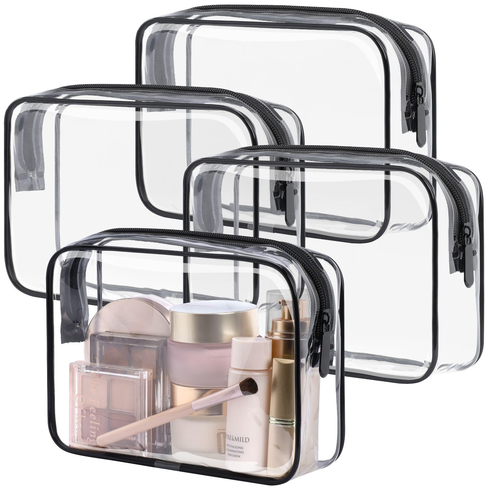 PACKISM TSA Approved Toiletry Bag 4 Medium - Quart Size Clear Makeup Bag for Carry On, Airport Security Compliant Clear Travel bag for Toiletries with