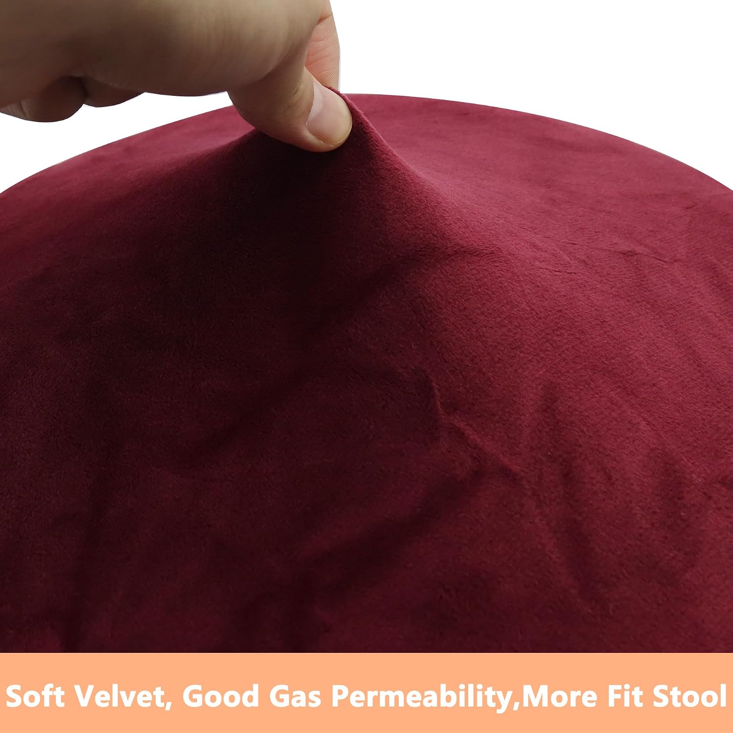 Vanity Bench Covers, Super Soft Velvet Stool Slipcover,Round Stretch Seat Protector,Washable Bar Stool Slipcover,Luxury Saddle Seat Cover for Wooden Metal Bench Chairs 6PCS, Red