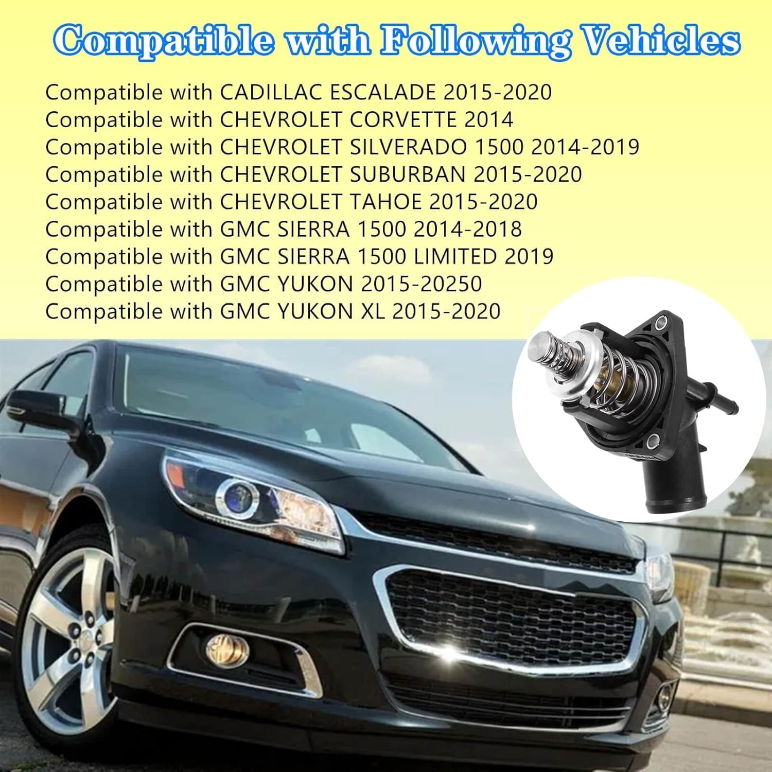 Thermostat Housing Water Outlet 15-11125,Compatible with 2014-2020 Chevy Silverado 1500 Suburban Tahoe GMC Sierra 1500 Yukon Yukon XL Cadillac Escalade Replace 12674639