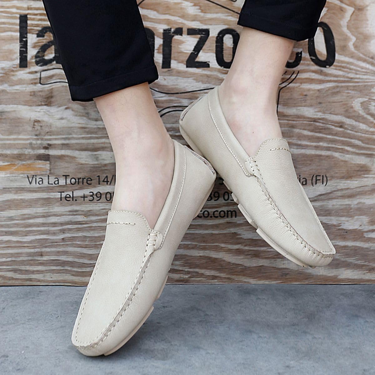 Mocassins pour Hommes en Cuir de Haute Qualité Chaussures à Enfiler Chaussures de Chauffeur Chaussures Plates décontractées 38-49 EU