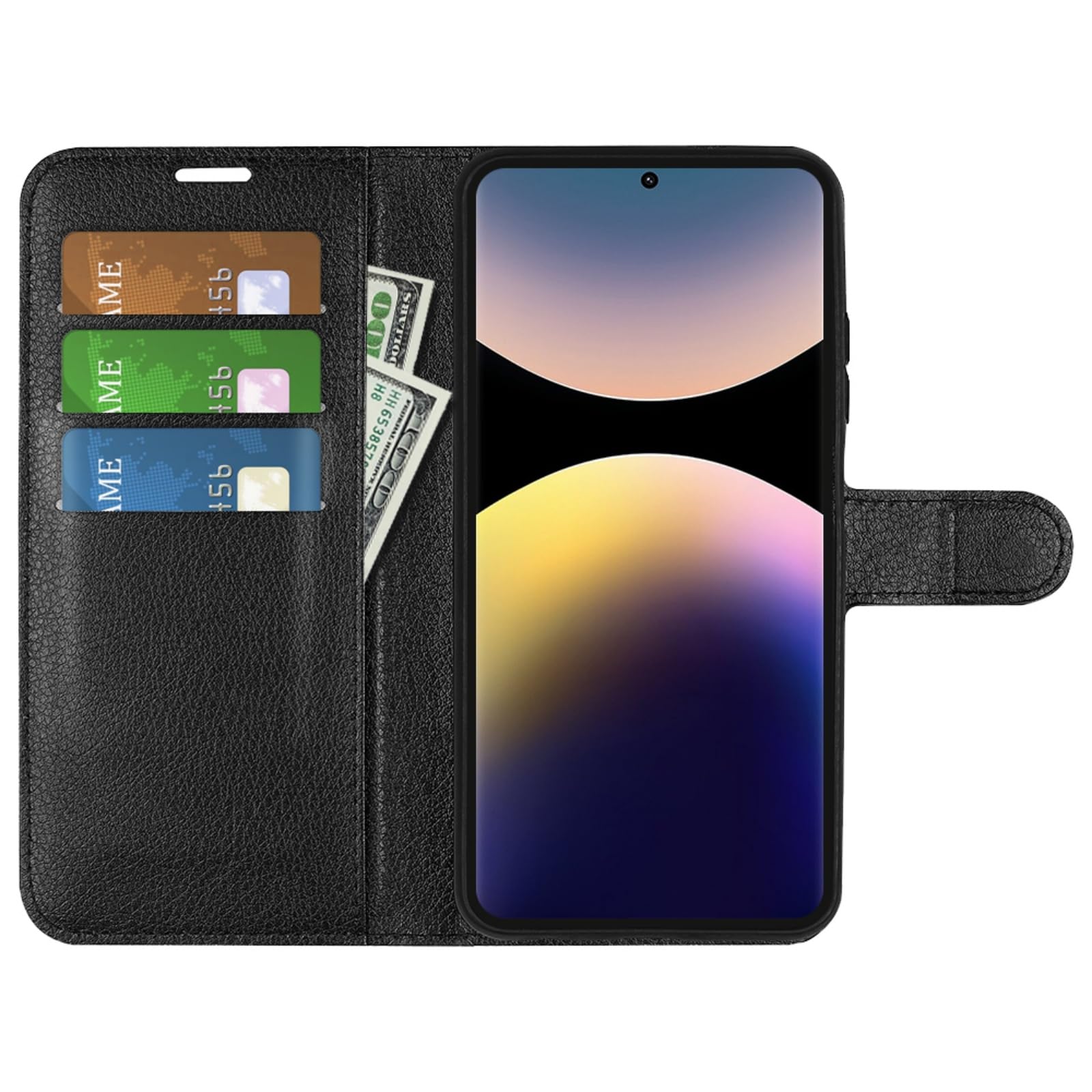 Flip Case for Xiaomi Redmi Note 14 Pro 14Pro 4G Wallet PU Leather Magnetic Protective Cellphone Case Folio Book Cover with Stand & Card Slots (Black)