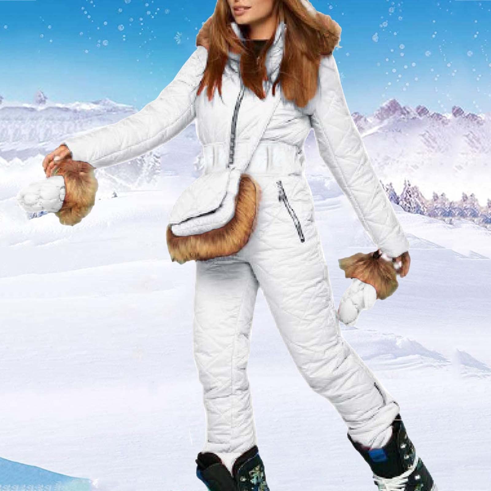 Overol de esquí con cremallera para mujer, trajes de esquí para mujer, trajes de esquí de una pieza, chaqueta impermeable, traje de nieve y pantalones deportivos al aire libre no extraíbles, overol