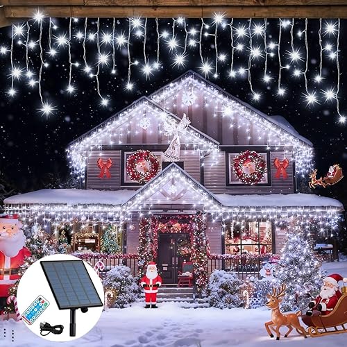 320LED Luces solares de Navidad al aire libre impermeables decoraciones de Navidad luces de cortina