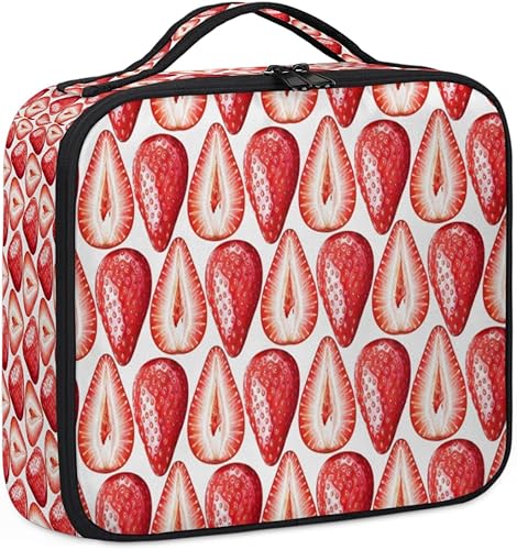 Miniatura 6 de Bolsa de maquillaje de viaje para mujer, grande, cuadrada, portátil, profesional, de tren de coqueta, estuche de cosméticos con asa, patrón de