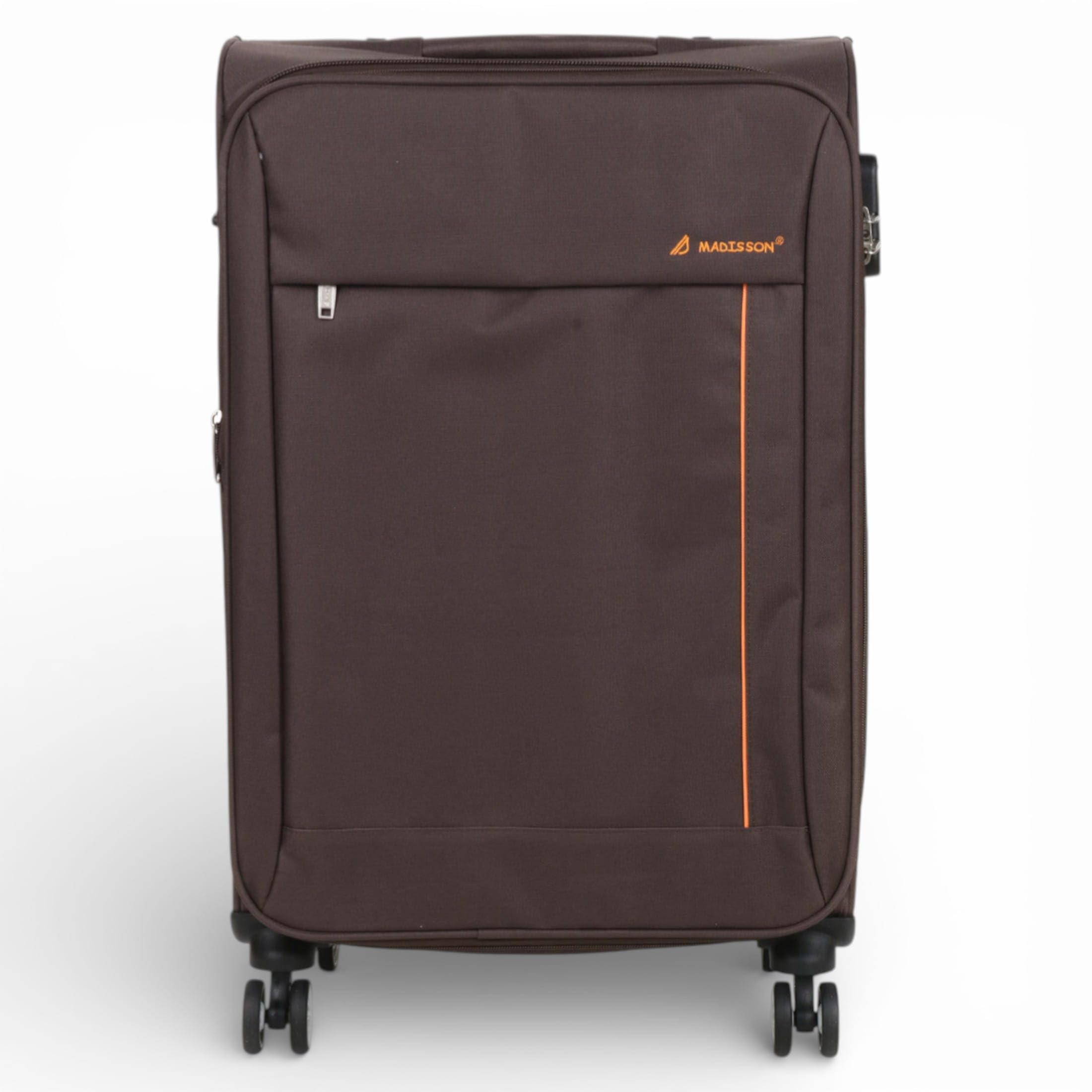 Infinity Leather Lekka miękka obudowa walizki 8-kołowy bagaż podróżny, Brązowy, M - 26", Walizka