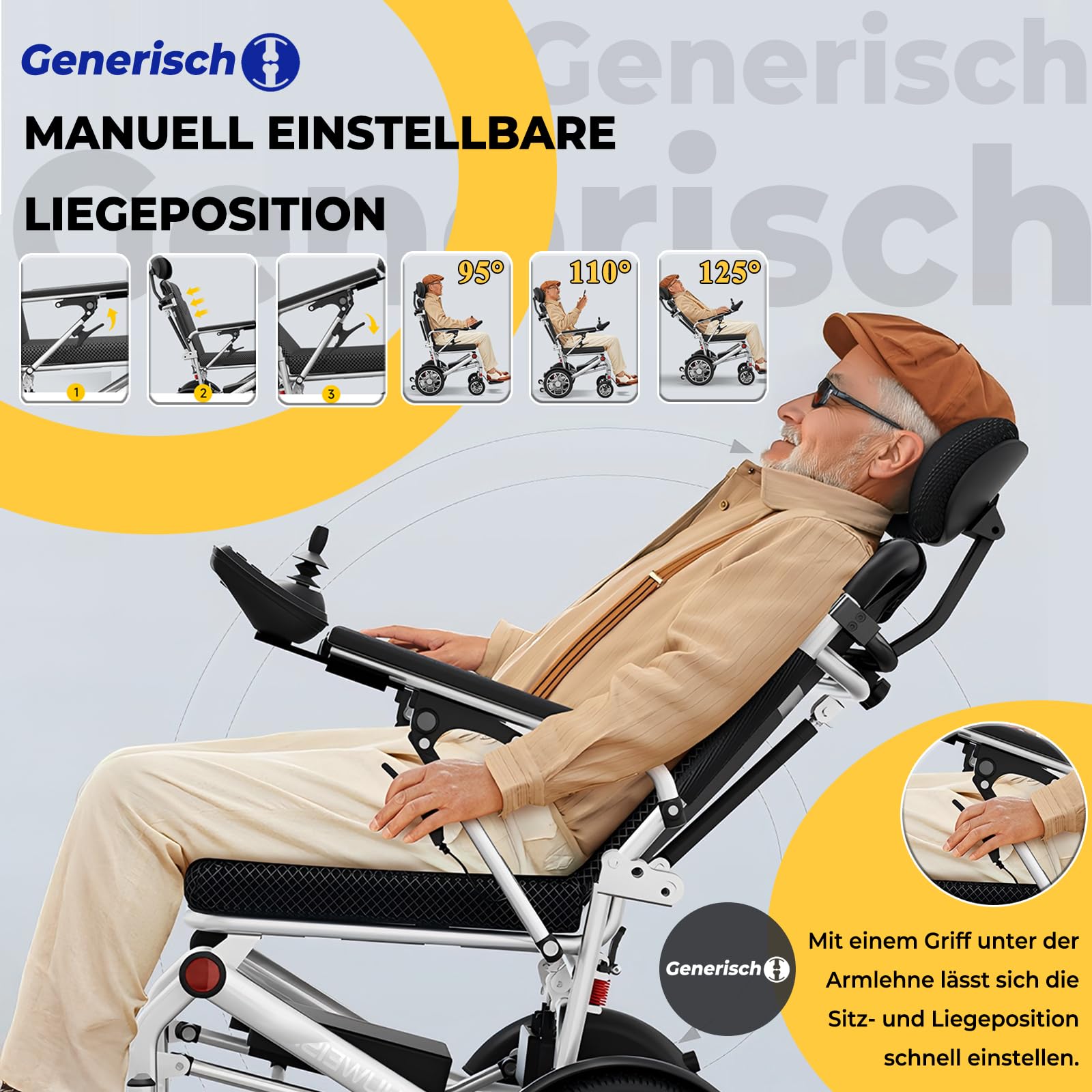 Silla de ruedas eléctrica plegable ligera con mando a distancia, 15,9 kg, motor de 400 W, alcance de 25 – 50 km, capacidad de carga de 150 kg, para personas mayores y discapacidades, viajes y todo