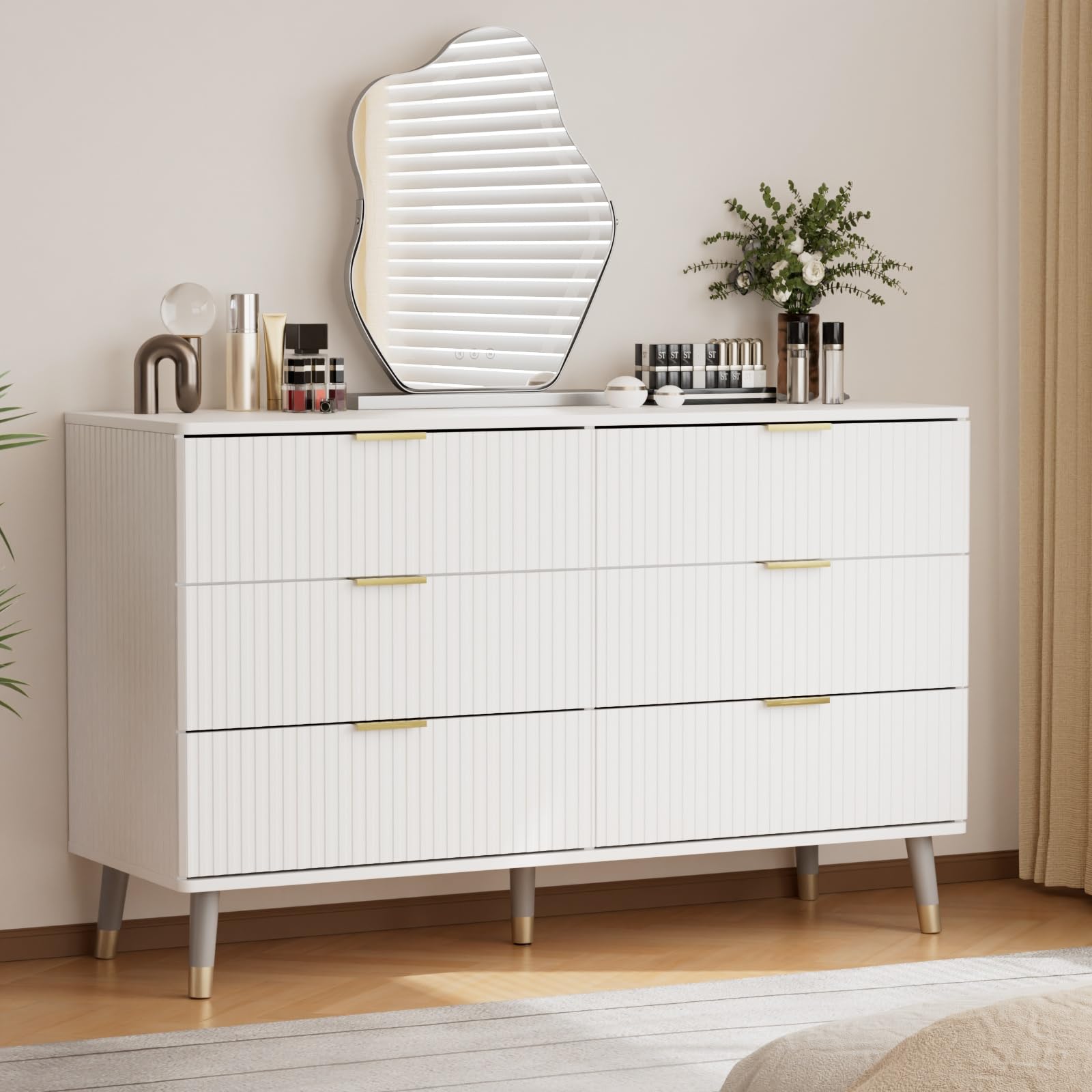 (similar)6 drawer groove Handle solid wood dresser white Frangle
