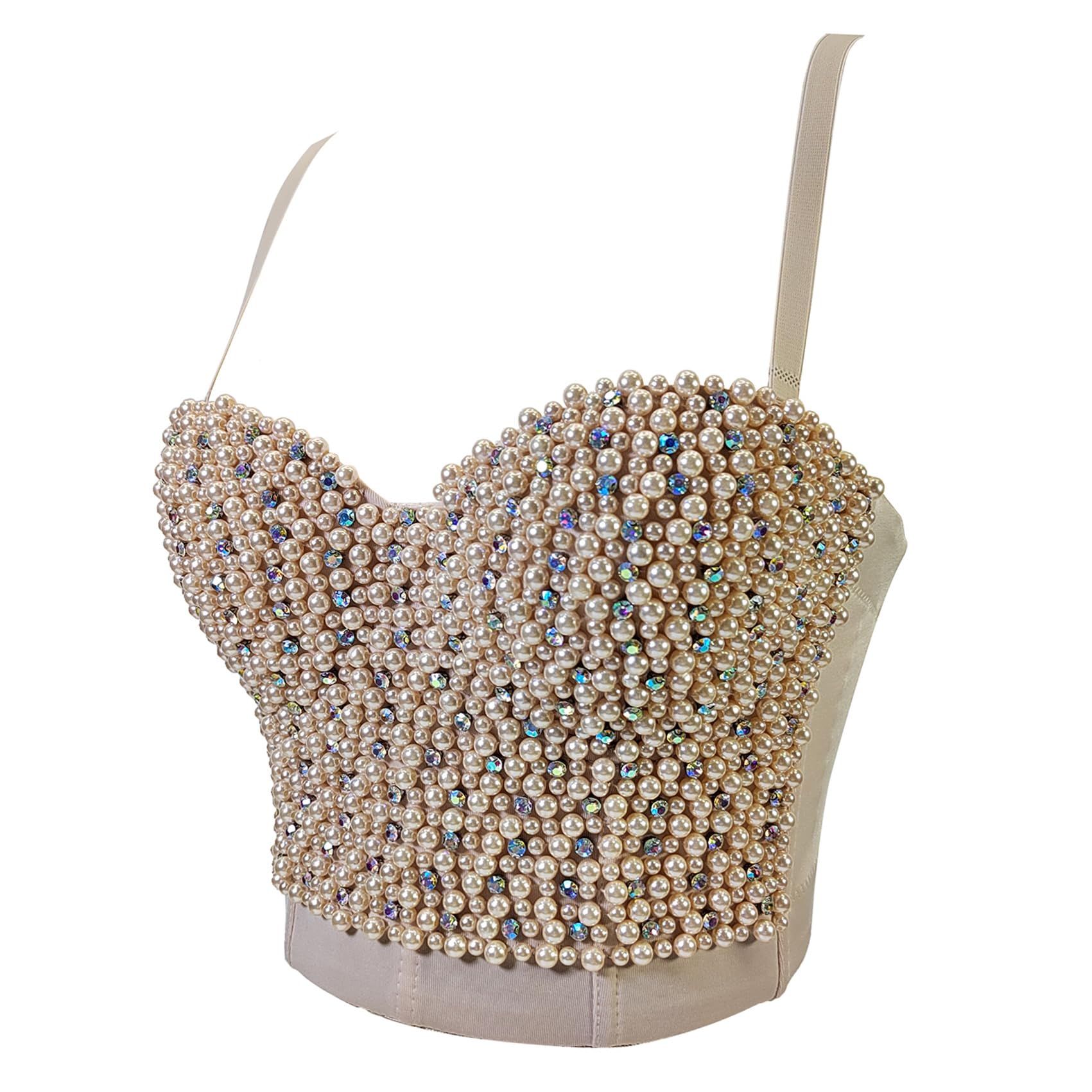 Débardeur à Bretelle Femme Strass Corset Bustier Bra Top Clubwear Party Bustier Crop Top