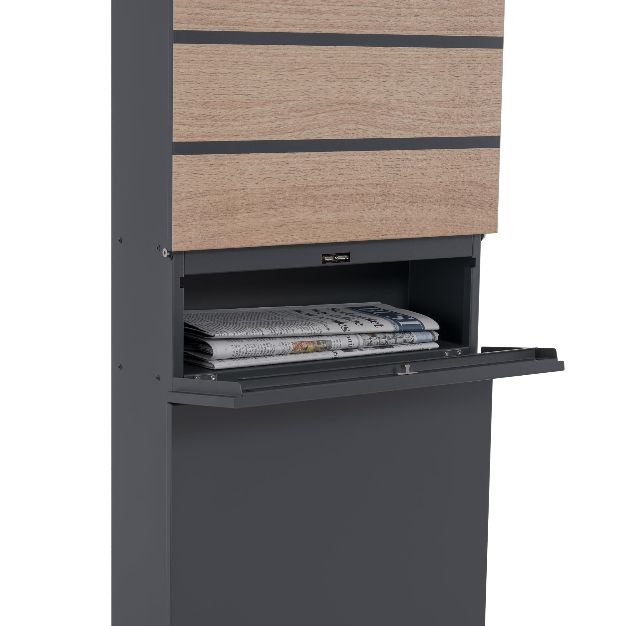 Brievenbus Met Krantenvak Met Wandmontage - RVS - 2x Sleutels Afsluitbaar Zilver Antraciet 2