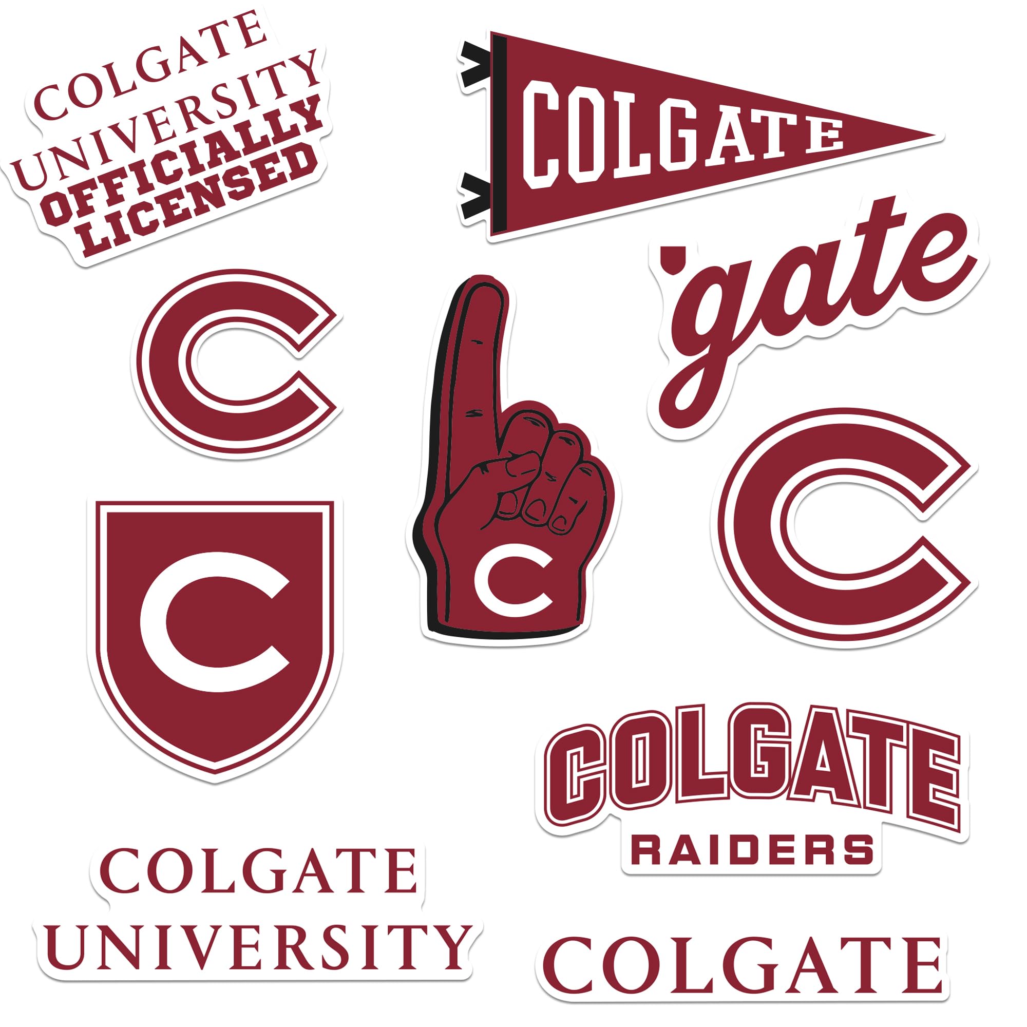 Colgate University 9ct Vinyl L Deluxe Stickers, Indoor/Outdoor, Set of 9