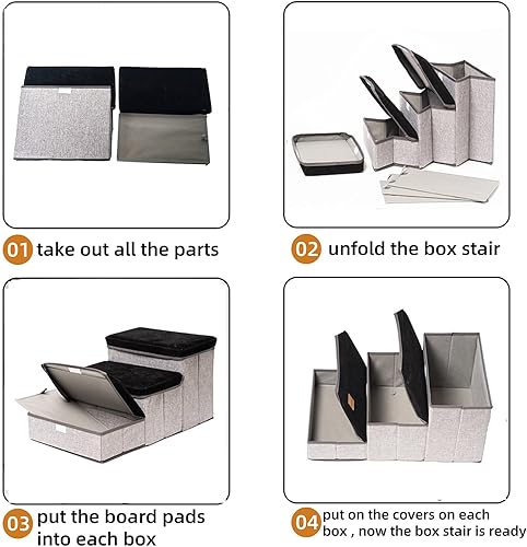 Miniatura 3 de Kingwolfox Escalera para perros, escaleras para perros de 3 escalones para cama y sofá, escalones plegables para mascotas para perros pequeños y