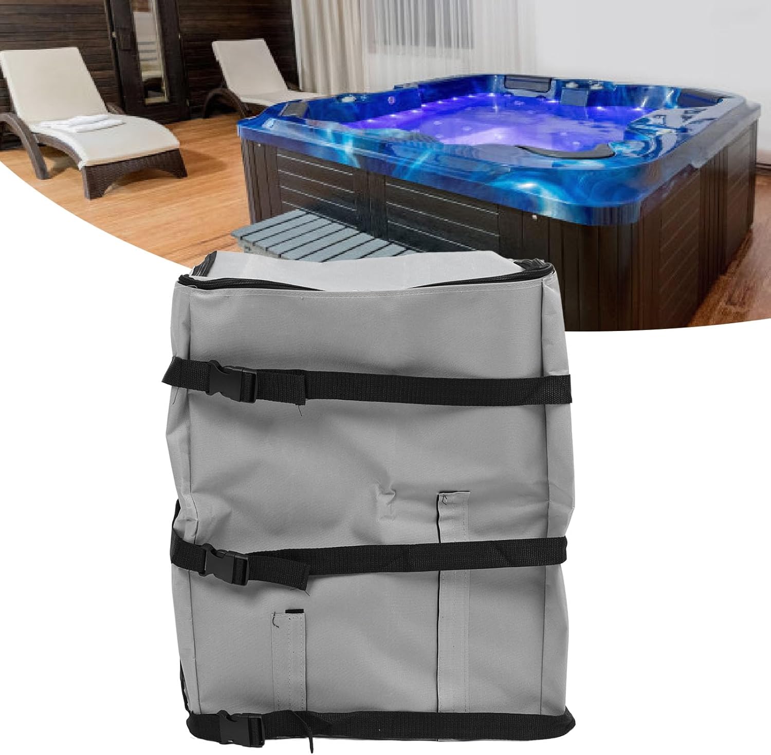 Hot Tub Pump Cover, Heavy Duty Hot Tub Insulated Pump Cover, Hot Tub Spa Heater Pump Cover for Winter Pool Heater Pump Covers (16.9 x 15.0 x 21.3in)