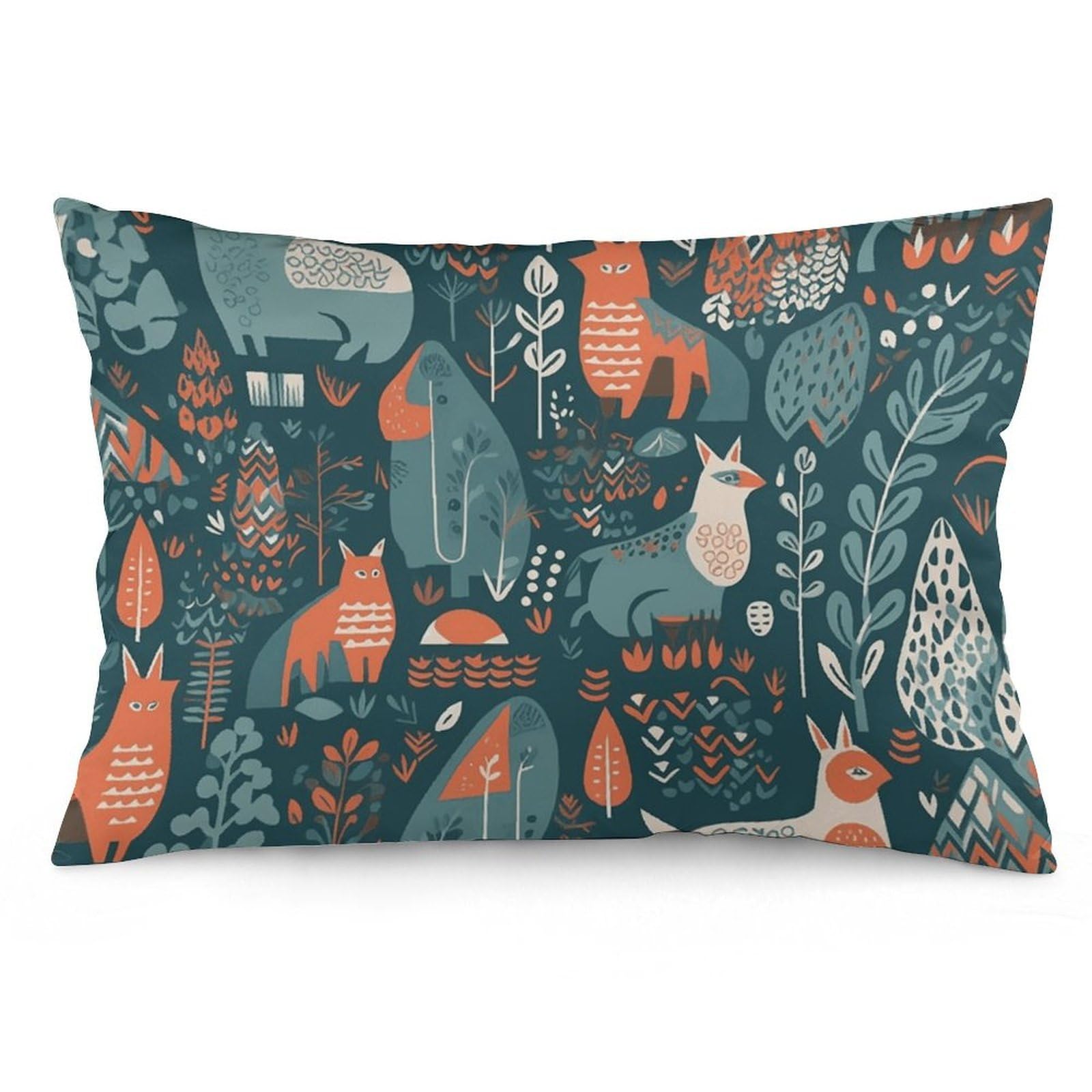 NONHAI 2 Pack Pillow Cases for Hair and Skin, Soft Breathable Pillow Case Covers with Hidden Zipper, Scandinavian Animals Pillowcase 20"x30" Pillow Covers for Sleeping Gift