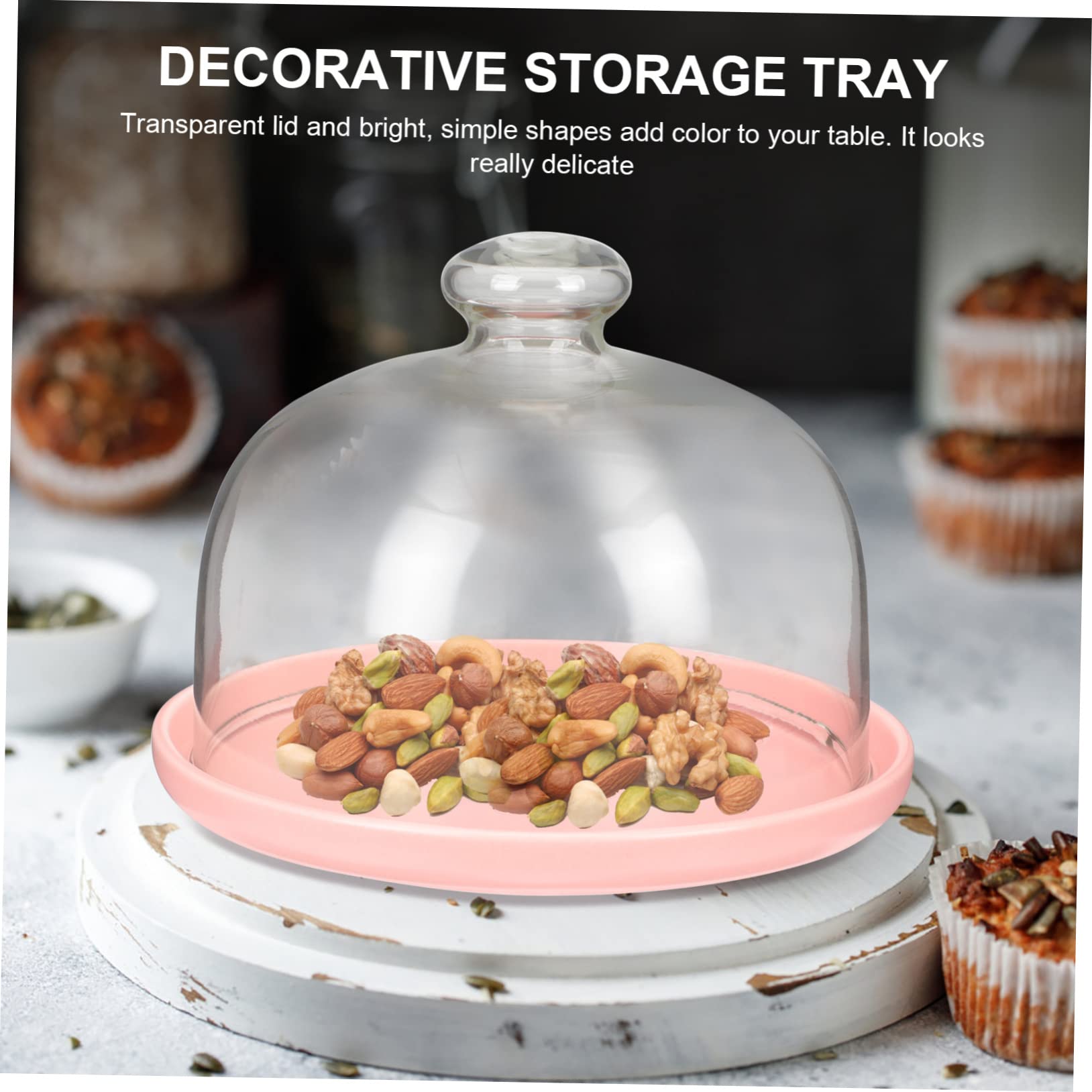 Piatto per Torta in Vetro e Ceramica con Cupola, Set 1 Pezzo