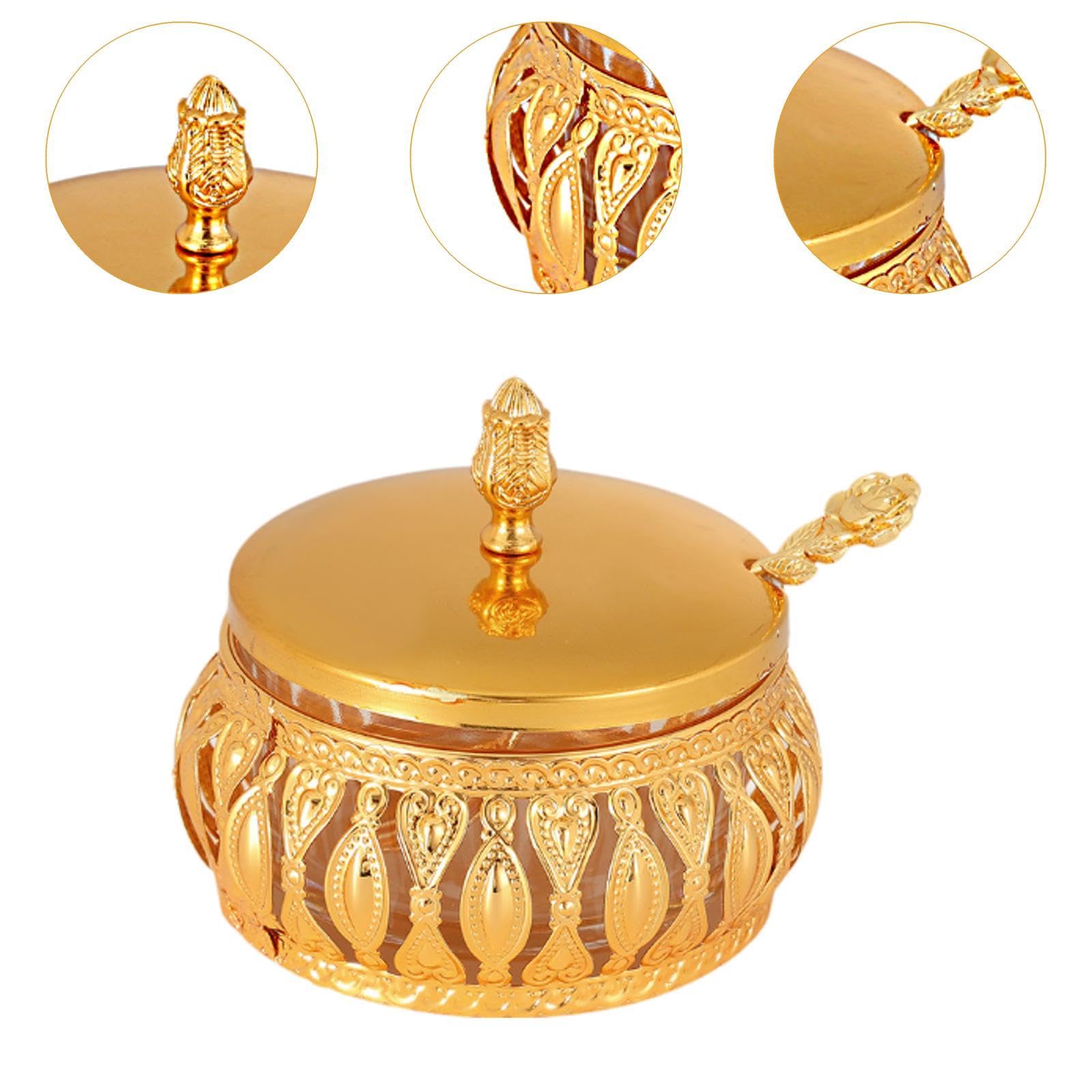 Sugar Bowl Salt Bowl Multifunctional with Lid and Spoon European Style Storage Jar Sugar Container for Home Cafe Kitchen Bar