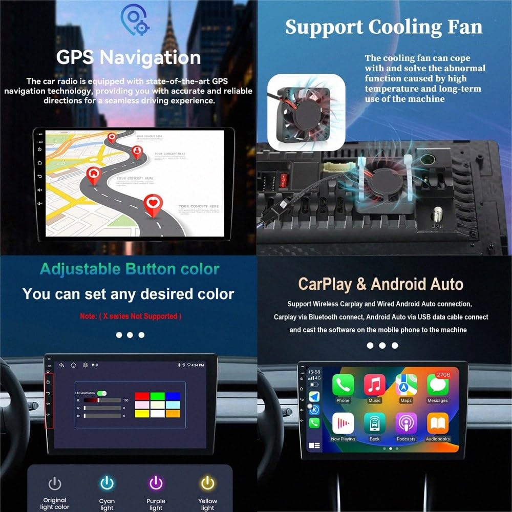 Autoradio Car Navigation per Buick Regal 2013-2017 Wireless Carplay Android Auto Stereo Auto Bluetooth Ips con Pantalla Táctil con Gps, 4 Nucleo 1G+32G