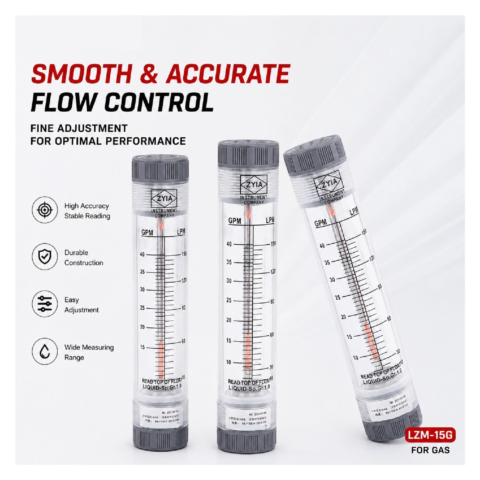 Rotámetro acrílico 0,3-40Nm3/h del medidor de Flujo de Gas de tubería de LZM-15G en línea(1.6-16Nm3-H)