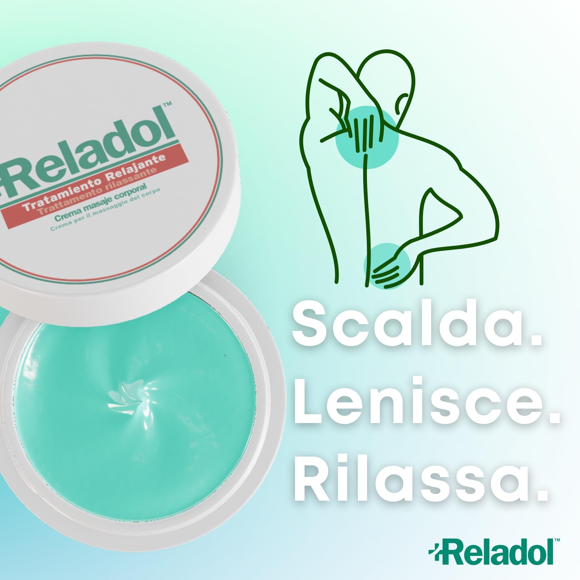 Reladol - Crema Effetto Riscaldante 100 ml, Gel per Massaggio e Recupero Muscolare Pomata Anti Dolori con Aloe Vera per Muscoli e Gambe del Corpo Attività Antalgica Miorilassante
