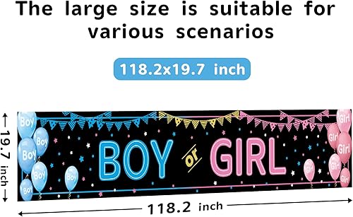 Miniatura 2 de Pancarta de decoración para revelación de género para bebés (118.2 x 19.7 pulgadas), suministros para fiestas de revelación de género para niños o