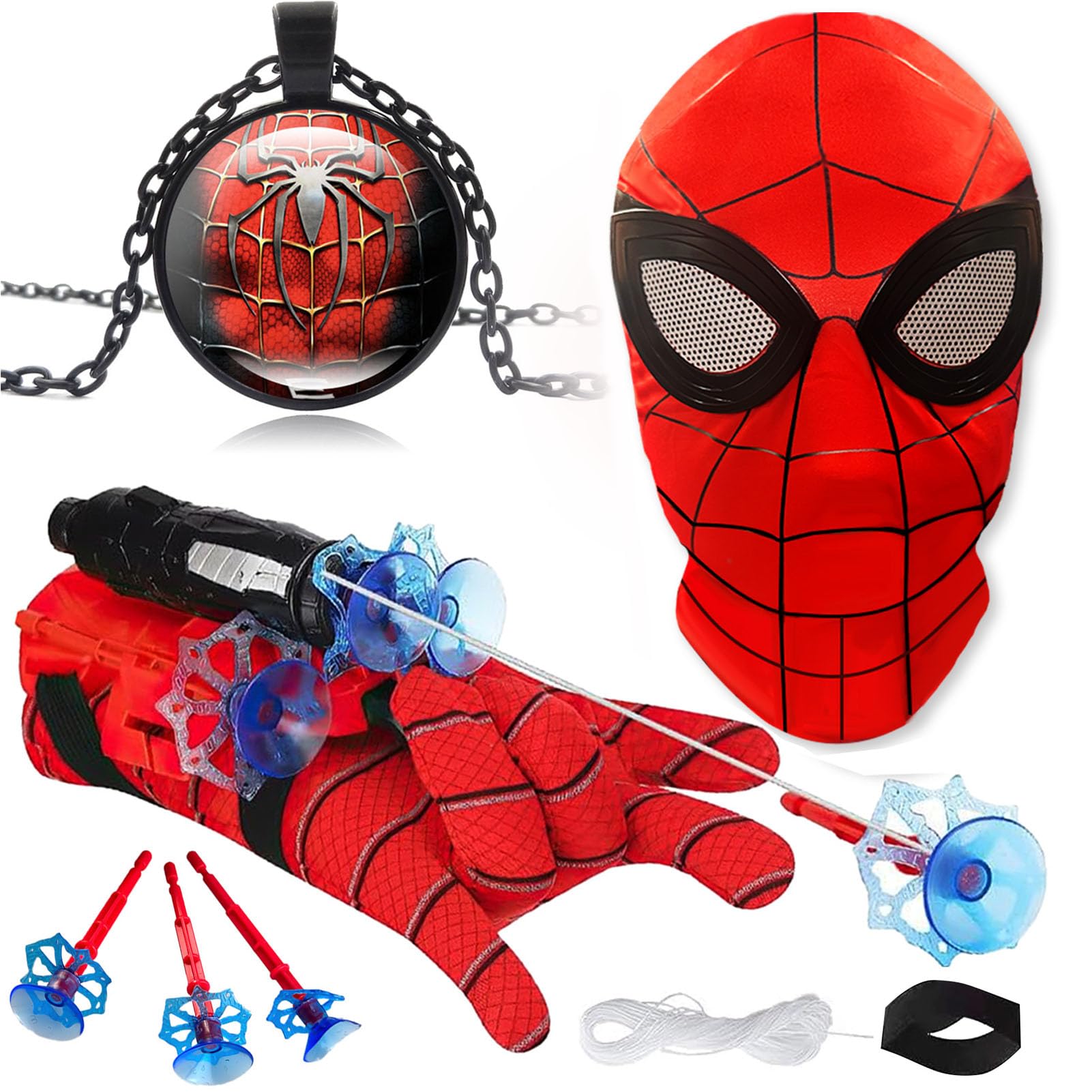TKGEOUE Set di 2 Launcher Glove, Launcher Gloves e Maschera,Spiderm Launcher Glove,Guanti Launcher per Giochi, Spiderm Glove Launcher Set,Spiderm Web Launcher Toy