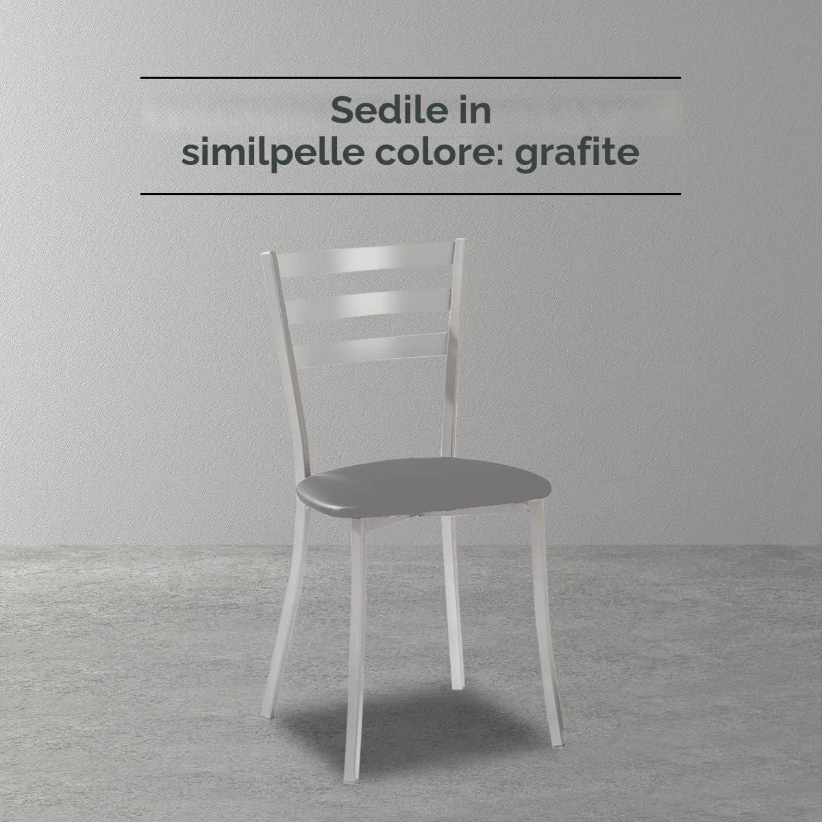 ASTIMESA SCALMGT Due sedie da cucina, metallo, grafite, altezza della seduta 45 cm