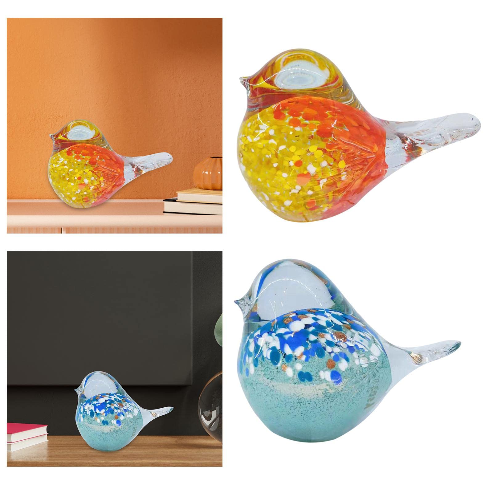 Śliczna mini szklana figurka ptaka szklana rzeźba ptaka do wystroju (Color : green)