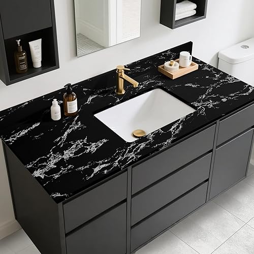 Miniatura 11 de practicalWs Papel tapiz de mármol para despegar y pegar de 15.7 x 236.2 pulgadas, papel de contacto de mármol para armarios y cajones, papel