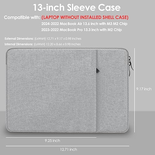 Miniatura 10 de ProElife Funda para laptop de 13 pulgadas para MacBook Air 2022 de 13.6 pulgadas con chip Apple M2 y MacBook Pro 2022 de 13.3 pulgadas con accesorio