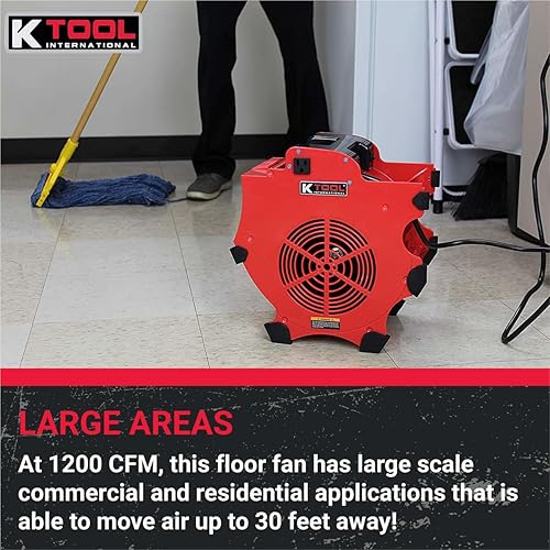 Miniatura 6 de K Tool International - ventilador Big Chill Workforce, 1200 CFM 300W - 110-120V/60HZ - 3 velocidades con 4 posiciones - Uso interior y exterior -