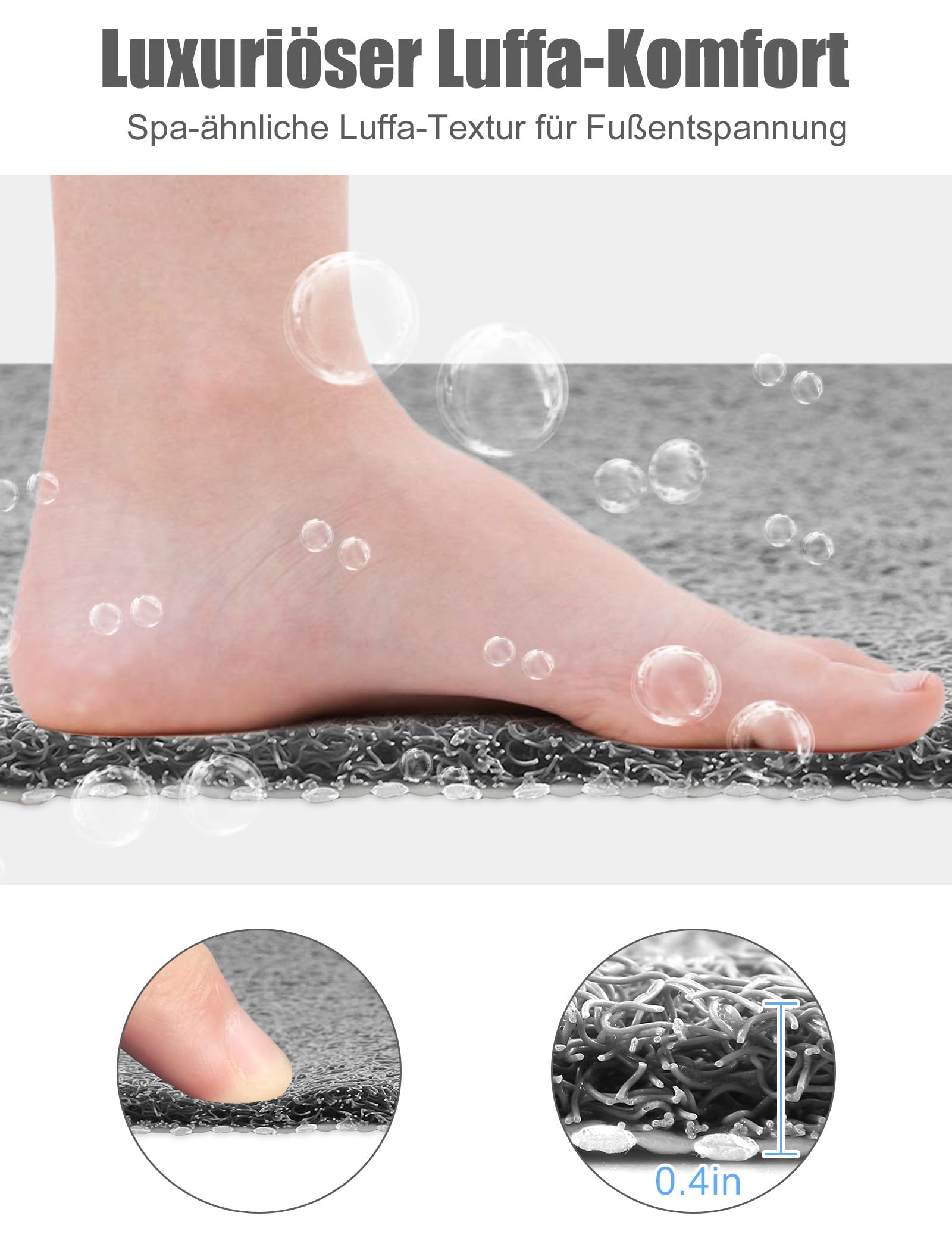 Extra Groß Duschmatte rutschfest 120x80cm: Weich Komfort PVC Luffa Sicherheits Rutschmatte Dusche mit Ablauflöchern - Schnell trocknend Duschwanneneinlage für Dusche und Nassbereiche