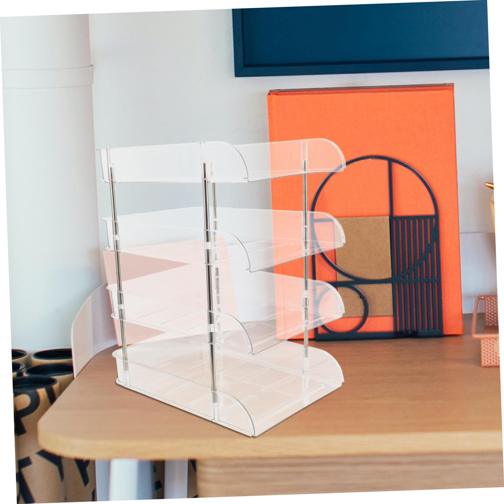Organizzatore di Documenti da Scrivania 4 Livelli in Plastica | Ragazzo Ragazza e Studenti, Festa Scuola Decor, Desktop Organizer per Studio e Casa