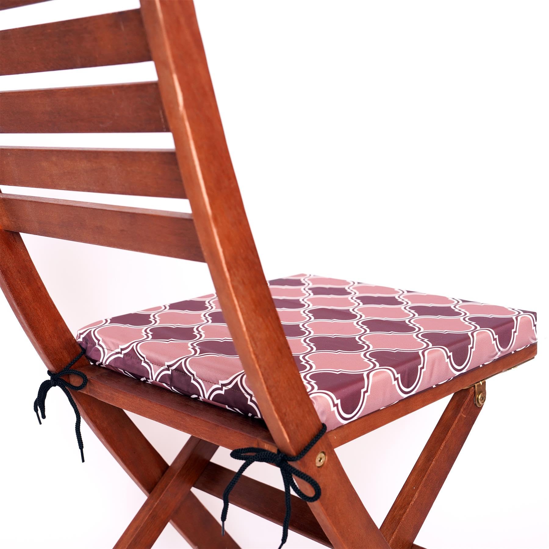 Vapinity Waterproof Seat Cushions 50 x 44cm Outdoor Seat Pads Water-Resistant Garden Chair Cushions with Ties – for Rattan Furniture, Patio Chairs – Removable Covers Green Brown Morocco Print