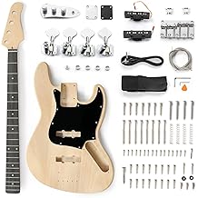 Ktaxon DIY Electric Guitar Kit, 46Inch DIY Bass Guitar Kit with Mahogany Body, Solid Wood Fingerboard and Maple Neck, Easy Installation &amp; All Accessories Included to Build Your Own Guitar(Kjazz)
