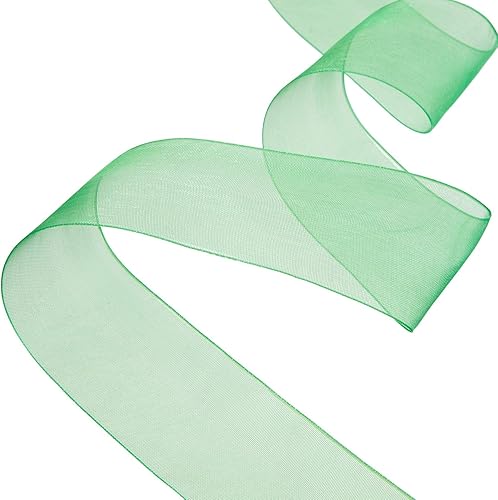 Miniatura 7 de Outus Cinta de organza transparente brillante para envolver regalos, cinta de gasa transparente, cinta de tul de malla (negro, 1.5 pulgadas)