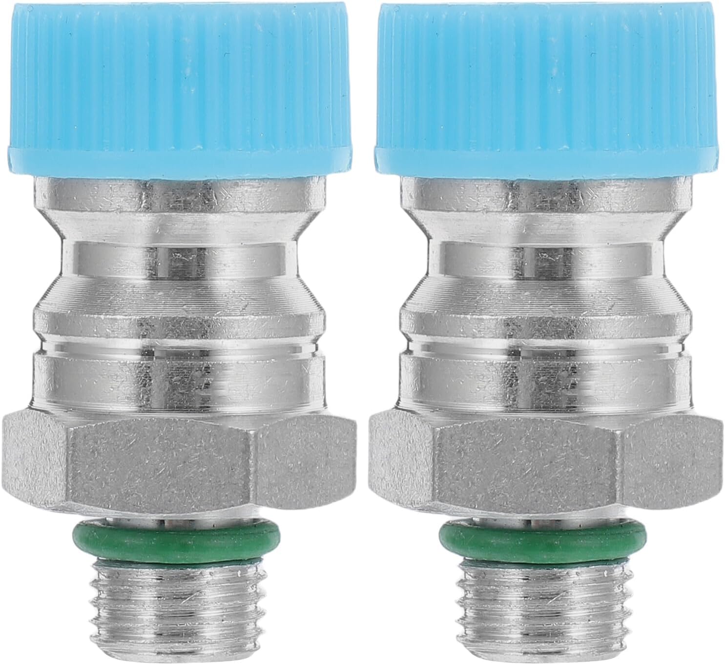 2pcs Aluminum Quick Release Air Conditioning Valve Core Adapter Kit for Car Ac High Pressure Charging R134a Valve Repair Connector Universal Replacement