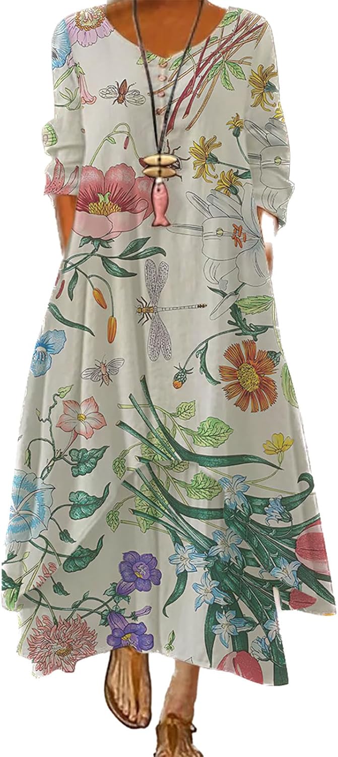 Amazon.com: Boho Dresses Women Plus Size Maxi Long Dresses Elegant ...