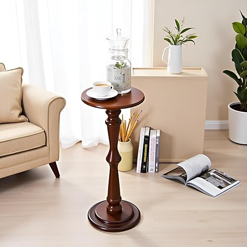 Miniatura 6 de SwallowLiving Mesa auxiliar redonda pequeña, mesas auxiliares altas para sala de estar, mesita de noche estrecha para espacios pequeños, sofá,