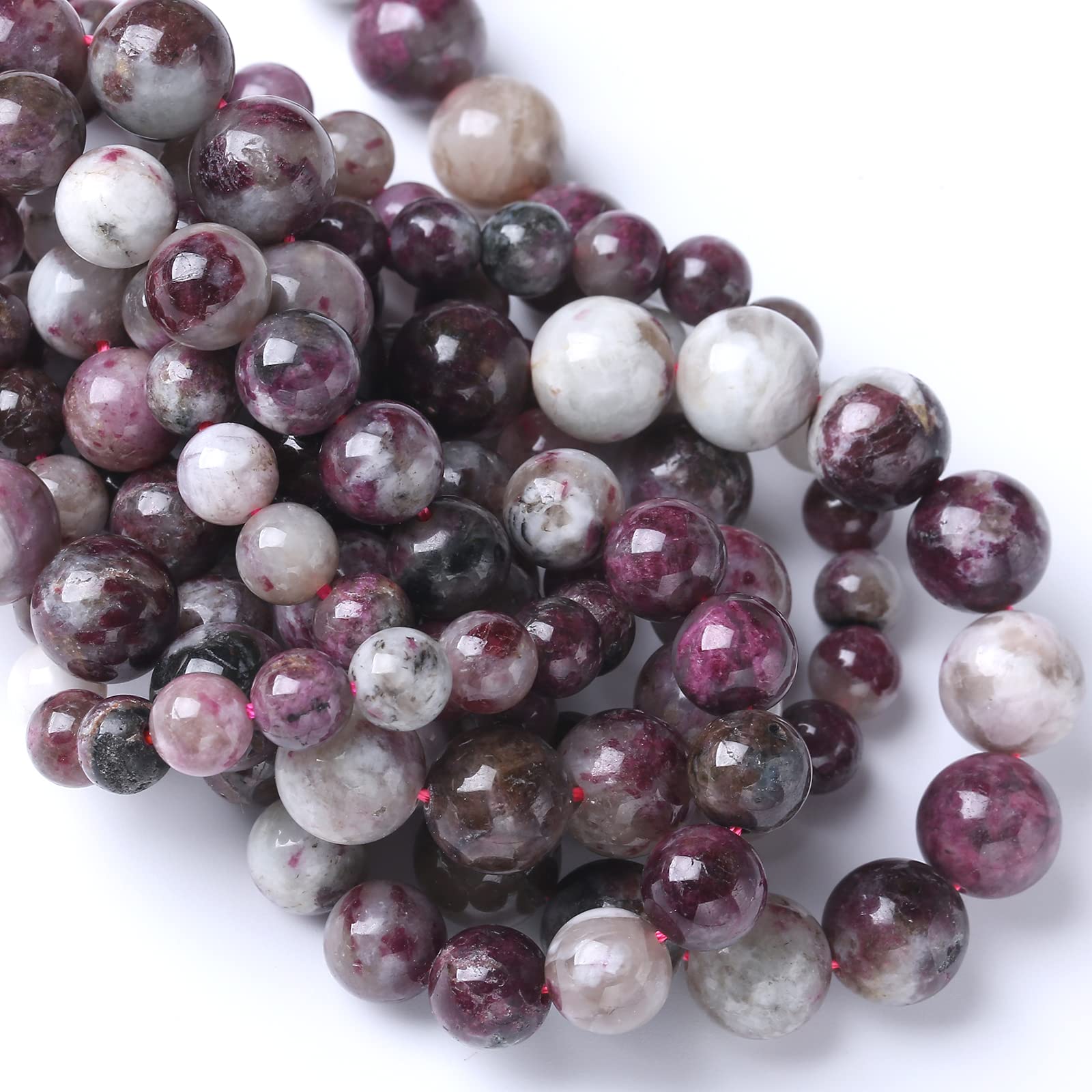 8 mm, 44 Stück, Naturstein, bunte Turmalin-Edelsteine, lose Perlen für Schmuckherstellung, DIY, Armband, Halskette, 1 Strang